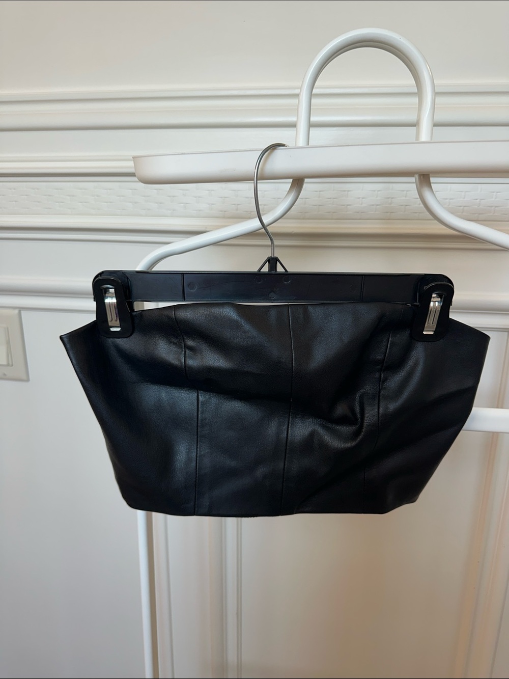 Audrey Black Faux Leather Strapless Top
